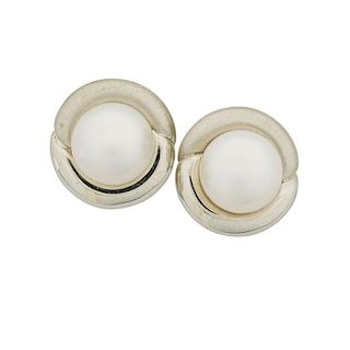 SALTWATER CULTURED PEARL & WHITE GOLD EARRINGS