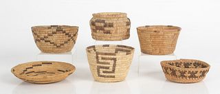 Six Small Coiled Papago/Pima Baskets 