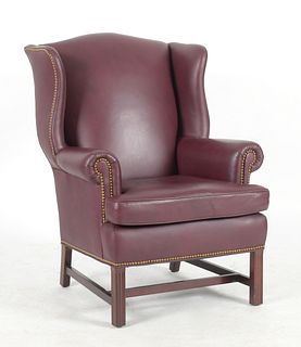 Hancock & Moore George III Style Oxblood Leather Wingback Chair