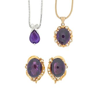 AMETHYST & DIAMOND YELLOW GOLD OR STERLING JEWELRY