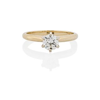 DIAMOND & YELLOW GOLD SOLITAIRE ENGAGEMENT RING