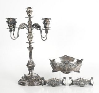 A Group of Art Nouveau Period Silver Plate, Including Christofle 