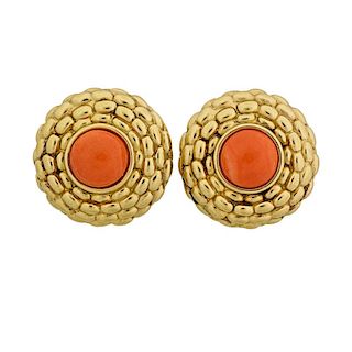 FOPE CORAL & YELLOW GOLD EARRINGS