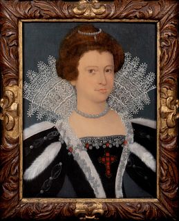 PORTRAIT OF A QUEEN ELIZABETH I OF ENGLAND OIL PAINTING