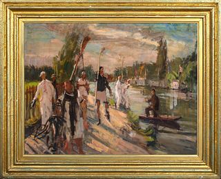 COXLESS FOURS AT THE END OF THE DAY OIL PAINTING