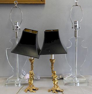 Lot of 2 Pairs of Vintage Lamps.