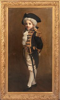  PORTRAIT OF A CHILD AS LORD NELSON OIL PAINTING