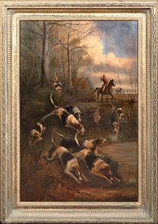  THE HOUNDS IN FULL CRY OIL PAINTING