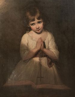 PORTRAIT OF A GIRL AT PRAYER OIL PAINTING
