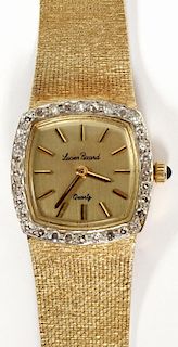 LUCIEN PICCARD 14KT GOLD AND DIAMOND WRIST WATCH