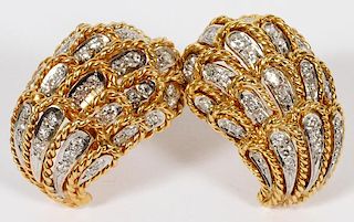 18KT YELLOW GOLD AND DIAMOND EARRINGS TW. 23 GR.