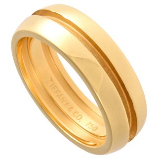 TIFFANY GROOVED 18K YELLOW GOLD RING
