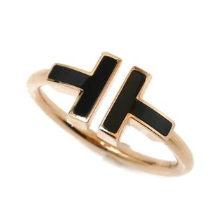 TIFFANY T WIRE ONYX 18K ROSE GOLD RING