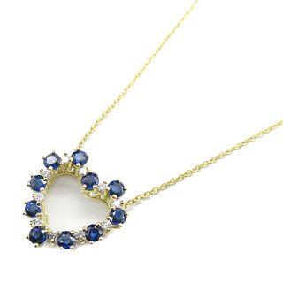 TIFFANY SENTIMENTAL HEART SAPPHIRE YELLOW GOLD NECKLACE