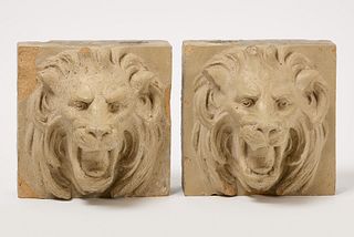 Glazed Stoneware Lion Heads 