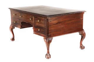 1890- American Chippendale Mahogany Partners Desk