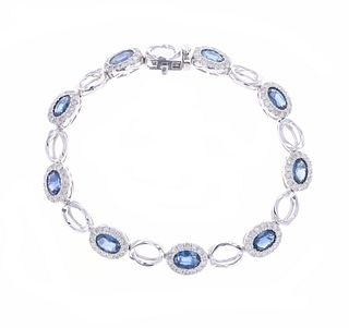 7.87ct Sapphire Diamond & Platinum Tennis Bracelet