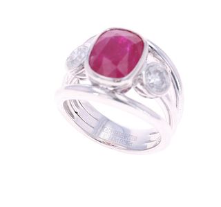 Opulent Burmese Ruby & Diamond Platinum Ring