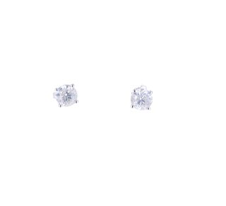 Brilliant 3.11ct Diamond & 18k White Gold Earrings