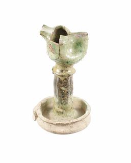 Persian Nishapur Glazed Ceramic Oil Lamp 10-12th C