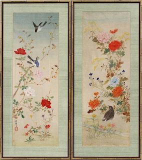 CHINESE PAINTINGS ON SILK EARLY 20TH C. TWO