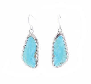 Navajo Jennifer Begay Silver Turquoise Earrings