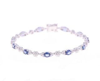 Petite Blue Sapphire Diamond & 14k Gold Bracelet