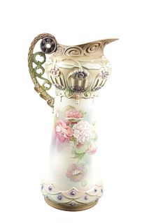 Hand Painted Art Nouveau Austrian Porcelain Vase