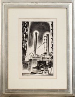 Louis Lozowick "Edison Plant" Lithograph, 1929