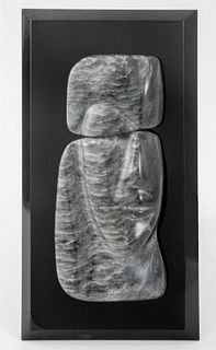 Joan Shapiro Black Alabaster Bust Sculpture