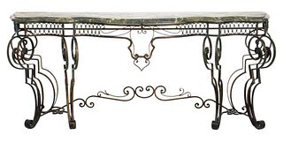 Poillerat Style French Marble Metal Console Table