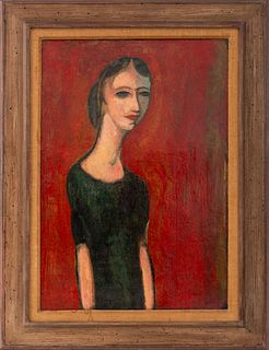 Alfred Maurer "Girl on Red Ground" Oil on Canvas