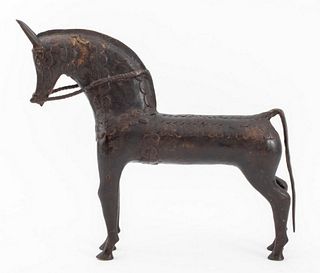 Benin Patinated Bronze Horse Sculpture