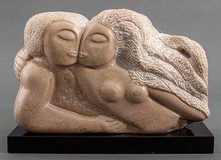 Modern Stone Sculpture of a Couple, 1984