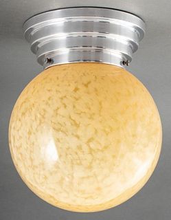 French Art Deco Aluminum Glass Globe Ceiling Light