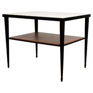 Paul McCobb Style Wrought Iron Two Tier Table