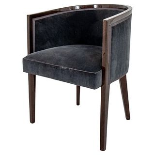 Dunbar Attributed Gray Velvet Tub Chair