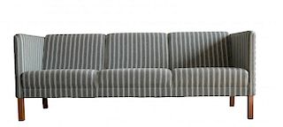 Mid-Century Danish Three-Seat Striped Sofa by Erik Jørgensen