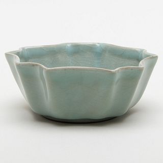 Chinese Celadon Glazed Porcelain Double Pentagonal Bowl