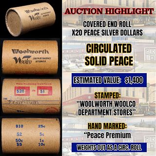 *Uncovered Hoard* - Covered End Roll - Marked "Peace Premium" - Weight shows x20 Coins (FC)