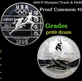 Proof 1995-P Olympics Track & Field Modern Commem Dollar 1 Grades GEM++ Proof Deep Cameo