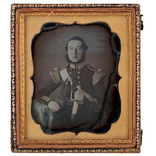 Sixth Plate Daguerreotype of Armed Militiaman