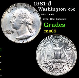 1981-d Washington Quarter 25c Grades GEM Unc
