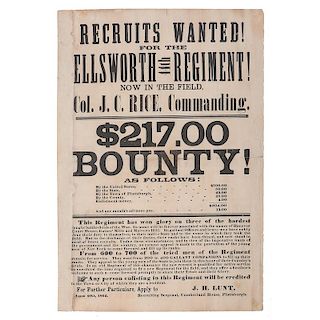 Civil War Recruitment Broadside for the 44th New York Volunteers, Ellsworth's Avengers