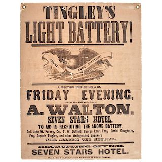Civil War, Pennsylvania Recruitment Broadside for Tingley's Light Battery