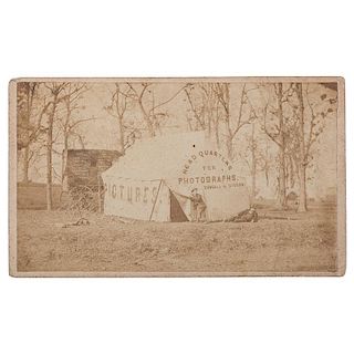 Civil War CDV of Bonsall & Gibson's Photograph Tent and Charles Waldack's Photo Wagon, Cincinnati