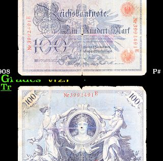 1908 Germany (Empire) 100 Marks Banknote P# 33a Grades vf+
