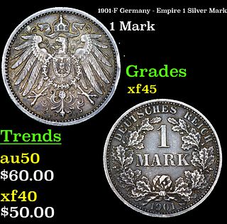 1901-F Germany - Empire 1 Silver Mark Grades xf+