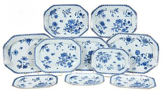 Ten Chinese Blue and White Porcelain Dishes