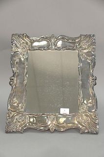 Victorian sterling silver repousse framed mirror marked Made in Peru 925 esterlia? La Diz  ht. 18in., wd. 15 1/2in., inside: 